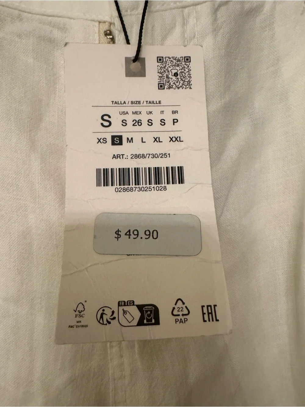 Zara White Wide-Leg Linen-Blend Pants